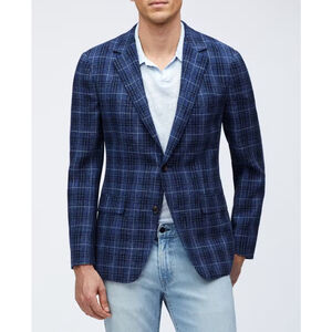 Men's Blue Plaid Blazer